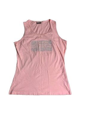 Napapijri geographic ladies light pink tank top medium with a bedazzled flag